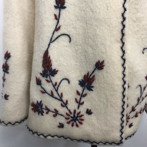 Vintage Fast Dves Wool Floral Embroidered Greece Jacket S Woman Hipster Grandma - Picture 7 of 12
